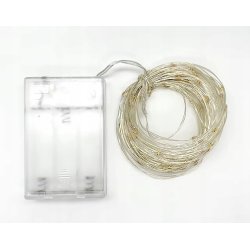 Lampki choinkowe KOLOROWE sznur DRUCIK 50 LED 5m MULTI na 2 baterie AA