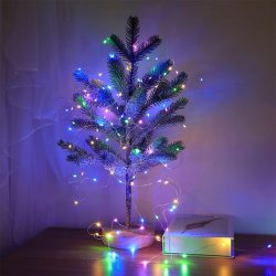 Lampki choinkowe KOLOROWE sznur DRUCIK 50 LED 5m MULTI na 2 baterie AA