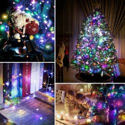 Lampki choinkowe KOLOROWE sznur DRUCIK 50 LED 5m MULTI na 2 baterie AA