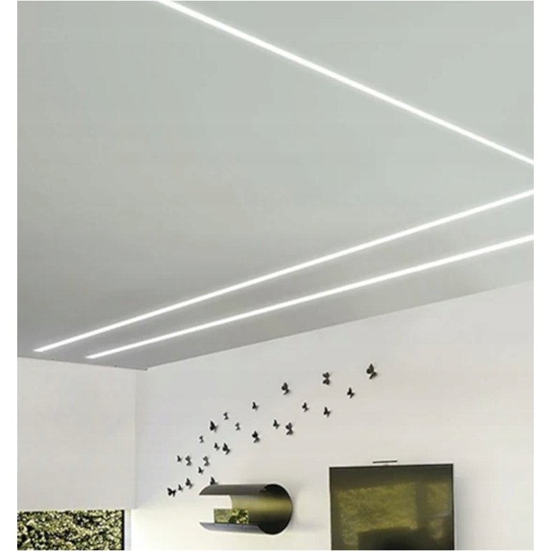 Zestaw PROFIL LED ALU do PŁYT karton-gips GK GIPSOWYCH krańcowy + klosz 2m