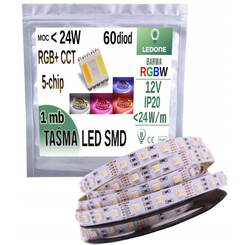 Taśma LED PREMIUM RGB+CCT 5w1 1m Ciepły Zimny 12V RGBCCT