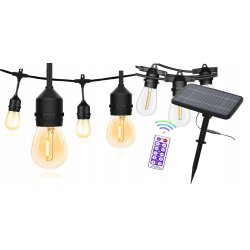 GIRLANDA SOLARNA ogrodowa łańcuch 10m LED 10x E27 G45 + pilot solarne