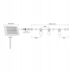 GIRLANDA SOLARNA ogrodowa łańcuch 10m LED 10x E27 G45 + pilot solarne