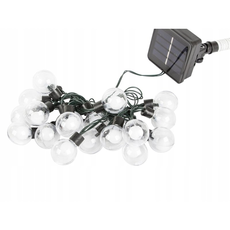 GIRLANDA solarna ciepła Lampki ogrodowe SOLARNE 20LED CIEPŁE Kule 3cm