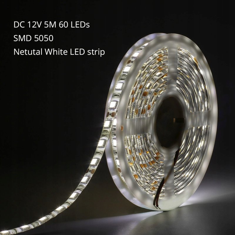 TAŚMA 300 LED 5050 SMD 5m NEUTRALNA Wodoodporna