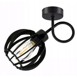 LAMPA KINKIET czarny na 1x E27 ścienny stały loft KULA Drewno czarne