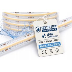 1mb TAŚMA LED COB 48V 8W IP67 NEON PRO linia ZIMNA termococon wodoodporna