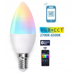 Żarówka LED SMART E14 C37 6,5W RGB+CCT rgbw sterowana BLUETOOTH MESH