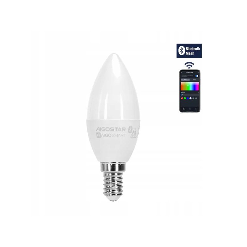 Żarówka LED SMART E14 C37 6,5W RGB+CCT rgbw sterowana BLUETOOTH MESH