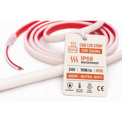 Taśma LED COB 24V 480 NW 4000K 10W/m IP68 5m do sauny basenu oczka wodnego