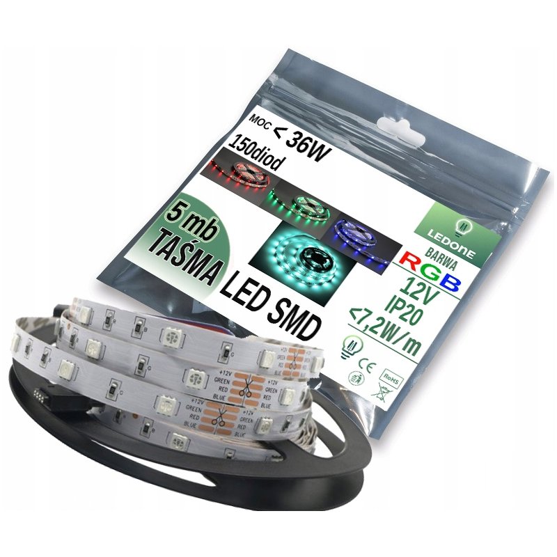 TAŚMA LISTWA LED RGB 150 SMD 5050 5MB CZĘSTOCHOWA