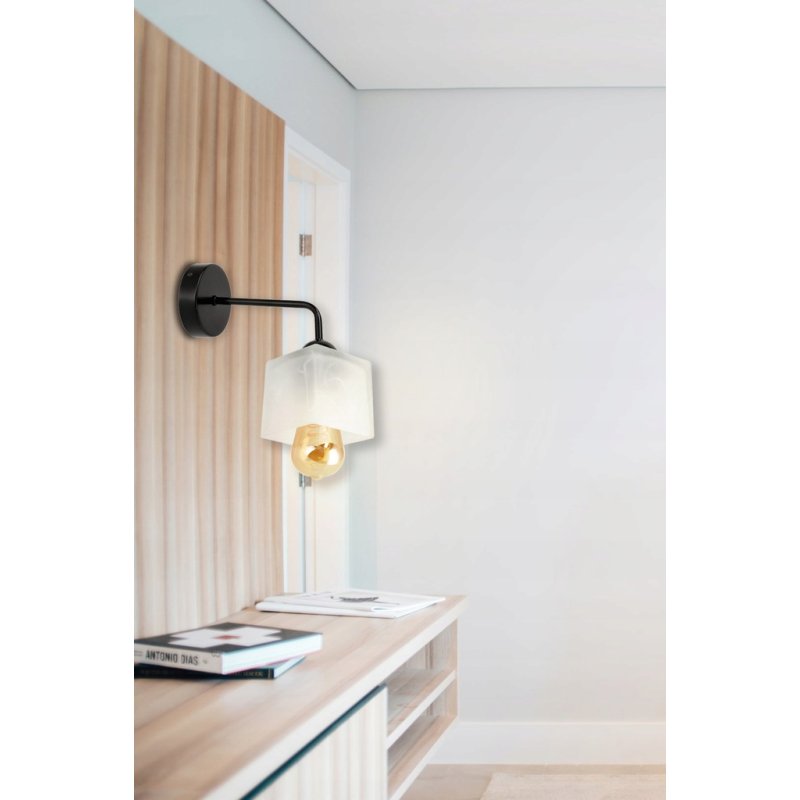 Lampa kinkiet ścienny stały prosty LOFT klosz SZKLANY MLECZNY na 1x E27