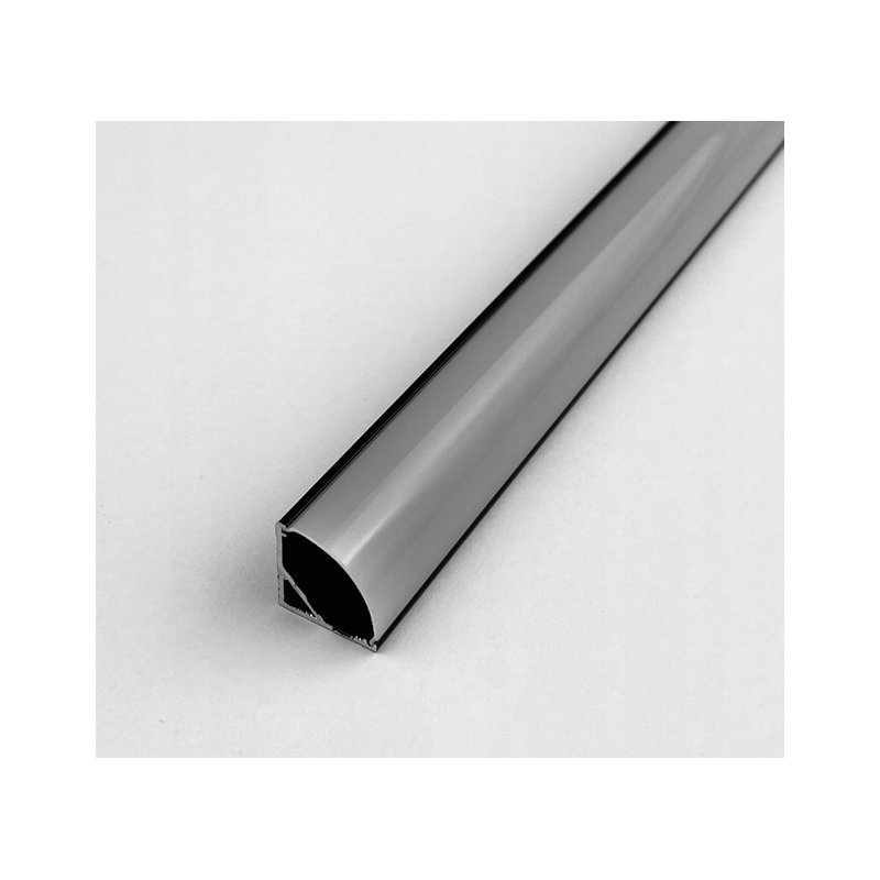 Zestaw 2mb Profil aluminiowy NAROŻNY czarny Szeroki kąt + Klosz MLECZNY