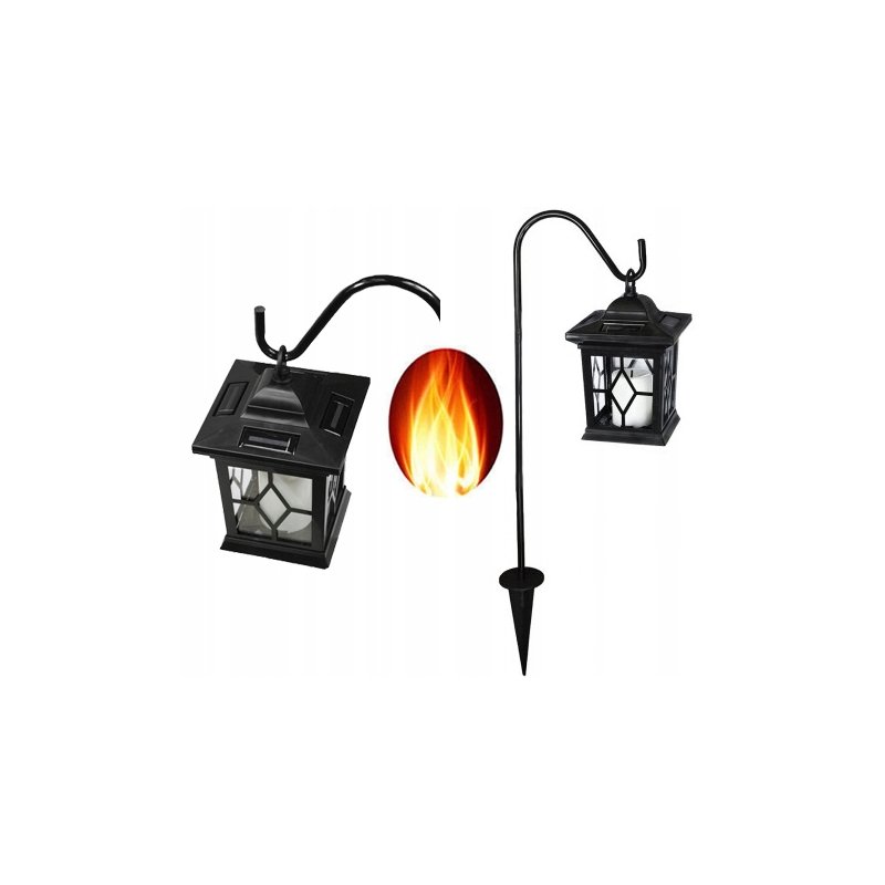 Lampka ogrodowa SOLARNA RETRO wbijana LED PŁOMIEŃ