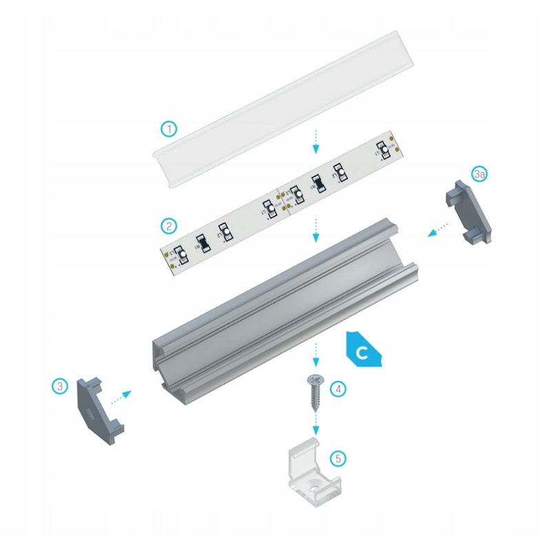 PROFIL ALUMINIOWY NAROŻNY typ C CZARNY do LED 2m