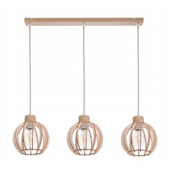 LAMPA WISZACA sufitowa zwis żyrandol E27 KASZMIR beż ecru klosz KULA drewno