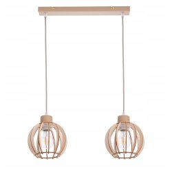 LAMPA WISZACA sufitowa zwis żyrandol E27 KASZMIR beż ecru klosz KULA drewno