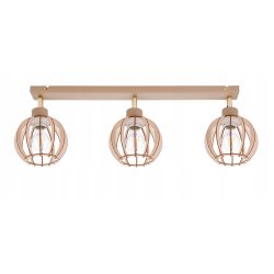 LAMPA WISZĄCA SUFITOWA PLAFON ŻYRANDOL RUCH 3x E27 KASZMIR beż klosz DREWNO