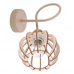 LAMPA sufitowa KINKIET ścienny stały na E27 KASZMIR beż ecru klosz DREWNO