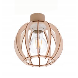 LAMPA sufitowa KINKIET ścienny stały na E27 KASZMIR beż ecru klosz DREWNO