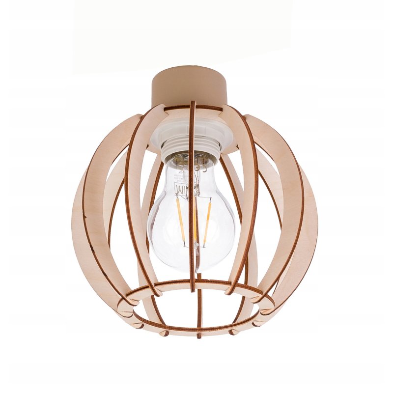 LAMPA sufitowa KINKIET ścienny stały na E27 KASZMIR beż ecru klosz DREWNO
