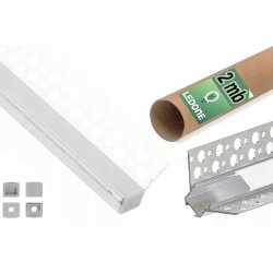 Zestaw PROFIL ALU NAROŻNY 12mm LED PŁYT GK GIPSOWYCH karton-gips KLOSZ 2m