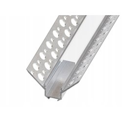 Zestaw PROFIL ALU NAROŻNY 12mm LED PŁYT GK GIPSOWYCH karton-gips KLOSZ 2m