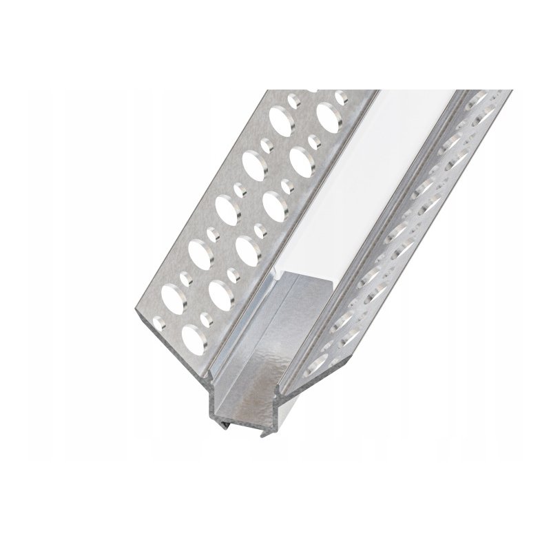 Zestaw PROFIL ALU NAROŻNY 12mm LED PŁYT GK GIPSOWYCH karton-gips KLOSZ 2m