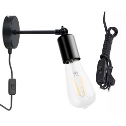 Lampa ścienna KINKIET ruchomy LOFT 1x E27 z włącznikiem on/off na kablu