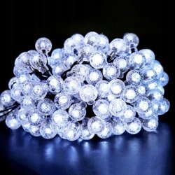 GIRLANDA solarna ZIMNA Lampki ogrodowe SOLARNE 50 LED kulki ZIMNE 10m
