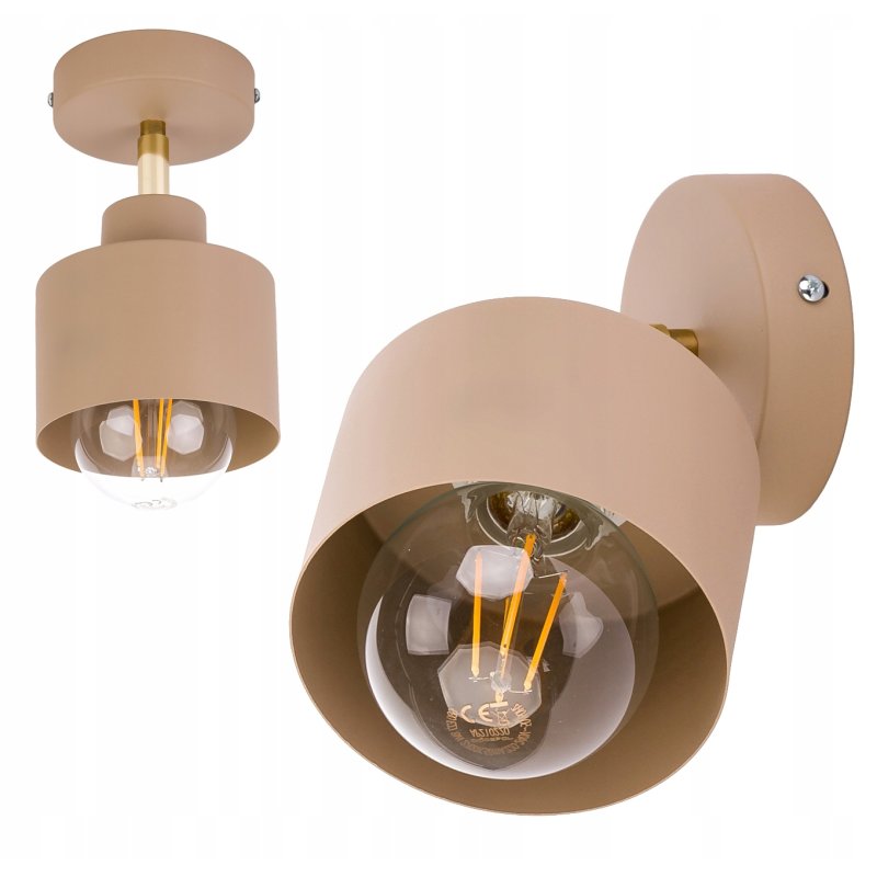 LAMPA sufitowa KINKIET ścienny regulowany E27 metal KUBEK KASZMIR beż ecru