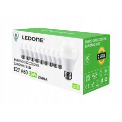 10x Żarówka LED E27 A60 10W Barwa biała ZIMNA Premium Zestaw LEDOWY
