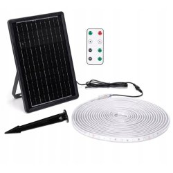 Taśma SOLARNA LED biała ZIMNA 10m 100W IP65 hermetyk z pilotem zewnętrzna