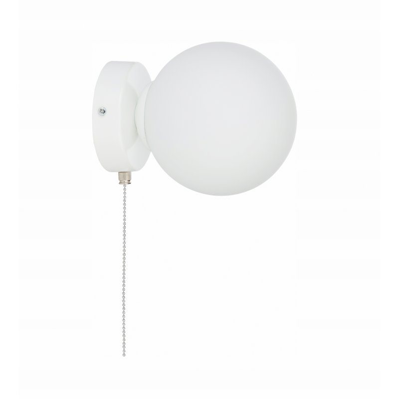 LAMPA ścienna KINKIET z włącznikiem on/off łańcuszkowym SZKLANY KLOSZ KULA