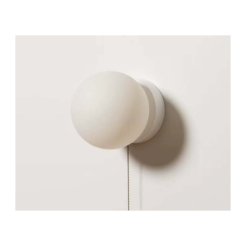 LAMPA ścienna KINKIET z włącznikiem on/off łańcuszkowym SZKLANY KLOSZ KULA