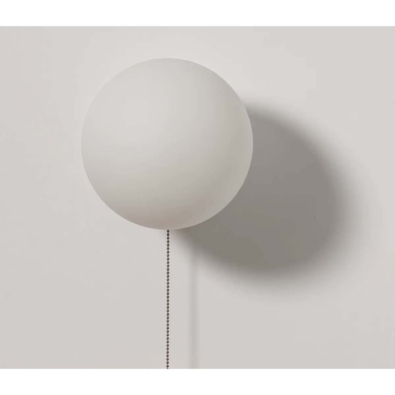 LAMPA ścienna KINKIET z włącznikiem on/off łańcuszkowym SZKLANY KLOSZ KULA