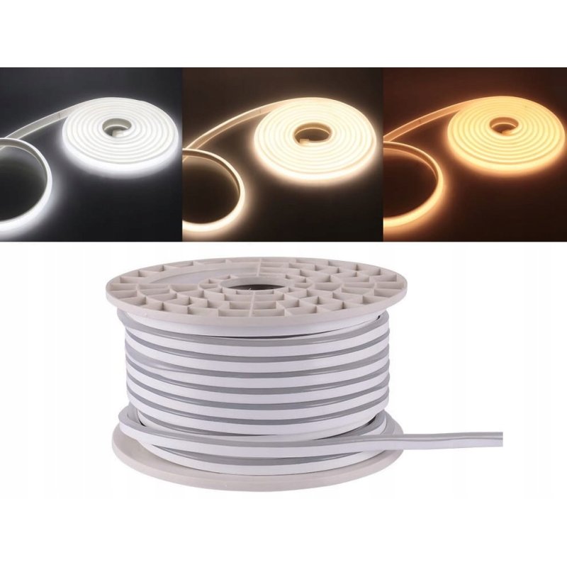 Taśma LED NEON flex NANO 24V IP67 10W/m 3x6 mm SMD2025 biały ciepły 1m