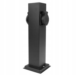 SŁUPEK ogrodowy zasilający port na 2 gniazda 230V z/Uz IP44 30cm czarny