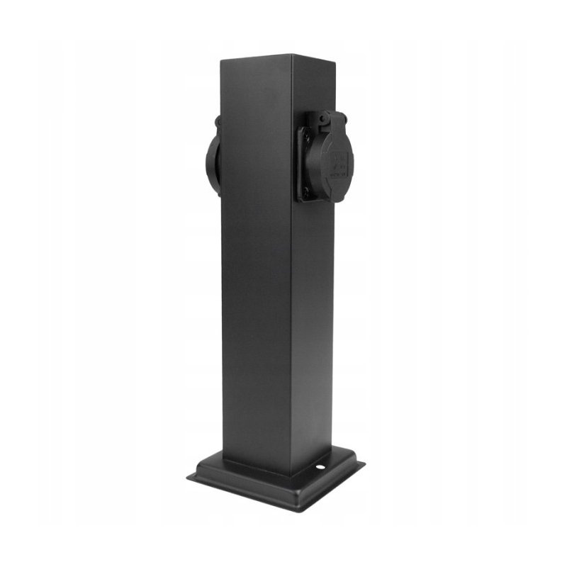 SŁUPEK ogrodowy zasilający port na 2 gniazda 230V z/Uz IP44 30cm czarny