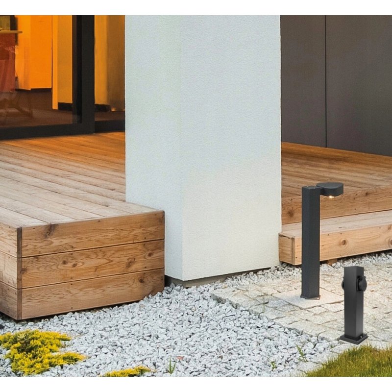 SŁUPEK ogrodowy zasilający port na 2 gniazda 230V z/Uz IP44 30cm czarny