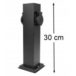 SŁUPEK ogrodowy zasilający port na 2 gniazda 230V z/Uz IP44 30cm czarny