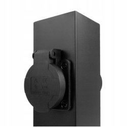 SŁUPEK ogrodowy zasilający port na 2 gniazda 230V z/Uz IP44 30cm czarny