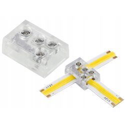 Złączka SZYBKA fix śrubowana łącznik do taśm LED COB i SMD 8mm KĄTOWA multi