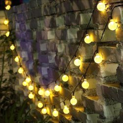 GIRLANDA solarna CIEPŁA Lampki ogrodowe SOLARNE 50 LED kulki CIEPŁE 10m