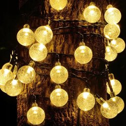 GIRLANDA solarna CIEPŁA Lampki ogrodowe SOLARNE 50 LED kulki CIEPŁE 10m