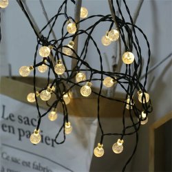 GIRLANDA solarna CIEPŁA Lampki ogrodowe SOLARNE 50 LED kulki CIEPŁE 10m