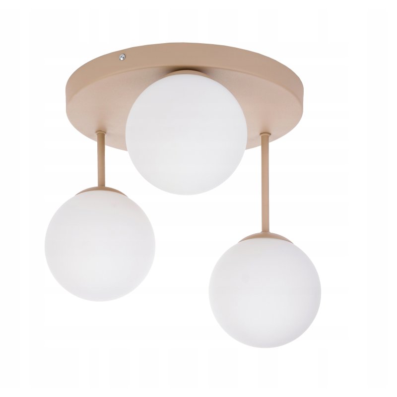 LAMPA sufitowa PLAFON SZKLANY KLOSZ KULA 3 LED E27 KASZMIR beż ecru beige
