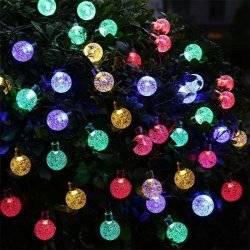 GIRLANDA solarna RGB Lampki ogrodowe SOLARNE 50 LED kulki Multikolor 10m