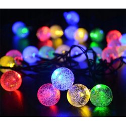 GIRLANDA solarna RGB Lampki ogrodowe SOLARNE 50 LED kulki Multikolor 10m