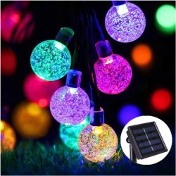 GIRLANDA solarna RGB Lampki ogrodowe SOLARNE 50 LED kulki Multikolor 10m